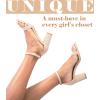 imageAnkis Heels for Women Open Toe Ankle Strap Chunky Heel Sandals 275 InchNude Nubuck