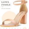 imageAnkis Heels for Women Open Toe Ankle Strap Chunky Heel Sandals 275 InchNude Pu