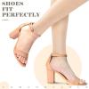 imageAnkis Heels for Women Open Toe Ankle Strap Chunky Heel Sandals 275 InchNude Pu