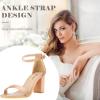 imageAnkis Heels for Women Open Toe Ankle Strap Chunky Heel Sandals 275 InchNude Pu