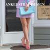 imageAnkis Heels for Women Open Toe Ankle Strap Chunky Heel Sandals 275 InchPink Suede