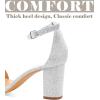imageAnkis Heels for Women Open Toe Ankle Strap Chunky Heel Sandals 275 InchSilver