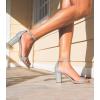 imageAnkis Heels for Women Open Toe Ankle Strap Chunky Heel Sandals 275 InchSilver