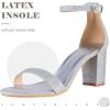imageAnkis Heels for Women Open Toe Ankle Strap Chunky Heel Sandals 275 InchSilver Glitter