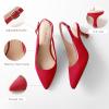 imageAnkis Slingback Heels for Women Closed Toe Womens Pumps Kitten Heel Wedding Party Casual Dress ShoesRed Suede
