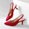 imageAnkis Slingback Heels for Women Closed Toe Womens Pumps Kitten Heel Wedding Party Casual Dress ShoesRed Suede