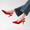 imageAnkis Slingback Heels for Women Closed Toe Womens Pumps Kitten Heel Wedding Party Casual Dress ShoesRed Suede