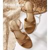imageAnkis Wedge Sandals for Women Espadrille Womens Wedge Sandals Comfortable Open Toe Cross Band Ankle Strap High Heel Wedges for Women Dressy Summer 34InchBrown Suede