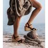 imageAnkis Wedge Sandals for Women Espadrille Womens Wedge Sandals Comfortable Open Toe Cross Band Ankle Strap High Heel Wedges for Women Dressy Summer 34InchBlack Suede