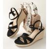 imageAnkis Wedge Sandals for Women Espadrille Womens Wedge Sandals Comfortable Open Toe Cross Band Ankle Strap High Heel Wedges for Women Dressy Summer 34InchBlack Suede