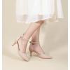 imageAnkis Womens Pumps Low Heel  Black Gold Nude Closed Toe Heel for Women Dress Shoes Low Kitten Heel Wedding Bride Evening Party Standard Size 26 InchesNude Nubuck