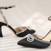 imageAnkis Womens Rhinestone Bow Heels Closed Toe Pumps Strappy Heels for WomenBlack Satin