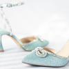 imageAnkis Womens Rhinestone Bow Heels Closed Toe Pumps Strappy Heels for WomenBlue Glitter