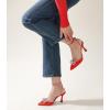 imageAnkis Womens Rhinestone Bow Heels Closed Toe Pumps Strappy Heels for WomenRed Stain