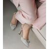 imageAnkis Womens Rhinestone Bow Heels Closed Toe Pumps Strappy Heels for WomenSilver Fabric