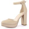 imageAnkis Black Platform Closed Toe Heels for Women Womens Heels Closed Round Toe Chunky Block Pumps Shoes 4 InchNude Nubuck