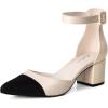 imageAnkis Closed Toe Heels for Women Black Nude Gold Silver Pointed Toe Heels Low Block Chunky Women Pumps with Ankle Strap 225 InchNude Pu