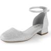 imageAnkis Closed Toe Heels for Women Black Nude White Gold Silver 1 Inch Womens Flats Low Block Heel Women Dress Shoes Womens Pumps Work Shoes with Ankle Strap for Spring FallSilver Glitter