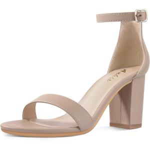 imageAnkis Heels for Women Open Toe Ankle Strap Chunky Heel Sandals 275 InchBeige