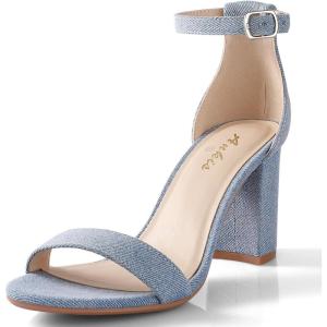imageAnkis Heels for Women Open Toe Ankle Strap Chunky Heel Sandals 275 InchBlue