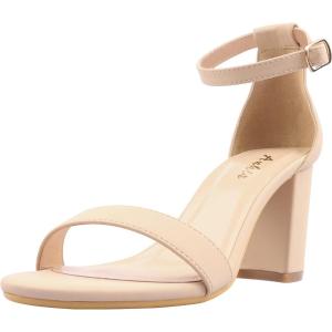 imageAnkis Heels for Women Open Toe Ankle Strap Chunky Heel Sandals 275 InchNude Nubuck