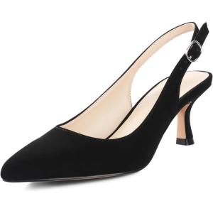 imageAnkis Slingback Heels for Women Closed Toe Womens Pumps Kitten Heel Wedding Party Casual Dress ShoesBlack Nubuck