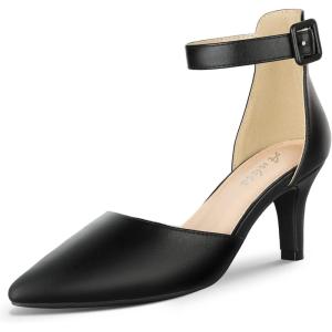 imageAnkis Womens Pumps Low Heel  Black Gold Nude Closed Toe Heel for Women Dress Shoes Low Kitten Heel Wedding Bride Evening Party Standard Size 26 InchesNude Pu