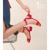 imageAnkis Black Nude White Red Women Sandals Comfortable Walking Strappy Open Toe Sandals for Women Dressy Summer 1 Inch Low block Heel Flat Adjustable Ankle Strap Wide Available Shoes 2024Red Suede