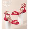 imageAnkis Black Nude White Red Women Sandals Comfortable Walking Strappy Open Toe Sandals for Women Dressy Summer 1 Inch Low block Heel Flat Adjustable Ankle Strap Wide Available Shoes 2024Red Suede