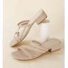 imageAnkis Black Nude White Strappy Heels Women 1 Inch Low Chunky Block Heel Heeled Sandals Square Open Toe Slip On Slides MulesNude Nubuck