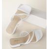 imageAnkis Black Nude White Strappy Heels Women 1 Inch Low Chunky Block Heel Heeled Sandals Square Open Toe Slip On Slides MulesWhite Pu