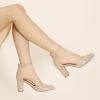 imageAnkis Gold Closed Toe Heels for Women Closed Toe Heels High Block Chunky Women Pumps with Ankle Strap 3 Inch