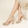 imageAnkis Gold Closed Toe Heels for Women Closed Toe Heels High Block Chunky Women Pumps with Ankle Strap 3 Inch