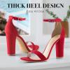 imageAnkis Nude Black White Heels for Women Open Toe Ankle Strap High Heel Sandals Party Wedding Strappy Buckle Sandals Standard Size 4 Inches Tall High Heel DesignRed Suede