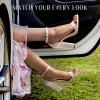 imageAnkis Nude Black White Heels for Women Open Toe Ankle Strap High Heel Sandals Party Wedding Strappy Buckle Sandals Standard Size 4 Inches Tall High Heel DesignWhite