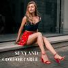 imageAnkis Nude Black White Heels for Women Open Toe Ankle Strap High Heel Sandals Party Wedding Strappy Buckle Sandals Standard Size 4 Inches Tall High Heel DesignRed Suede