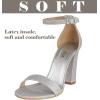 imageAnkis Nude Black White Heels for Women Open Toe Ankle Strap High Heel Sandals Party Wedding Strappy Buckle Sandals Standard Size 4 Inches Tall High Heel DesignSilver