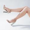 imageAnkis Nude Black White Heels for Women Open Toe Ankle Strap High Heel Sandals Party Wedding Strappy Buckle Sandals Standard Size 4 Inches Tall High Heel DesignMirror Silver Pu