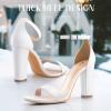 imageAnkis Nude Black White Heels for Women Open Toe Ankle Strap High Heel Sandals Party Wedding Strappy Buckle Sandals Standard Size 4 Inches Tall High Heel DesignWhite