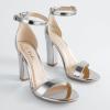imageAnkis Nude Black White Heels for Women Open Toe Ankle Strap High Heel Sandals Party Wedding Strappy Buckle Sandals Standard Size 4 Inches Tall High Heel DesignMirror Silver Pu