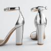 imageAnkis Nude Black White Heels for Women Open Toe Ankle Strap High Heel Sandals Party Wedding Strappy Buckle Sandals Standard Size 4 Inches Tall High Heel DesignMirror Silver Pu
