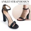 imageAnkis Nude Black White Heels for Women Open Toe Ankle Strap High Heel Sandals Party Wedding Strappy Buckle Sandals Standard Size 4 Inches Tall High Heel DesignBlack Pu
