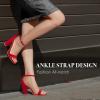 imageAnkis Nude Black White Heels for Women Open Toe Ankle Strap High Heel Sandals Party Wedding Strappy Buckle Sandals Standard Size 4 Inches Tall High Heel DesignRed Suede
