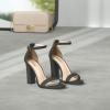 imageAnkis Nude Black White Heels for Women Open Toe Ankle Strap High Heel Sandals Party Wedding Strappy Buckle Sandals Standard Size 4 Inches Tall High Heel DesignBlack Suede