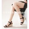 imageAnkis Platform Wedge Sandals for Women Black Brown White Nude Espadrille Womens Wedge Sandals Comfortable Open Toe Ankle Strap High Heel Wedges for Women Dressy Summer 34InchBlack Suede