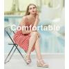 imageAnkis Platform Wedge Sandals for Women Black Brown White Nude Espadrille Womens Wedge Sandals Comfortable Open Toe Ankle Strap High Heel Wedges for Women Dressy Summer 34InchWhite Pu