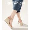imageAnkis Platform Wedge Sandals for Women Black Brown White Nude Espadrille Womens Wedge Sandals Comfortable Open Toe Ankle Strap High Heel Wedges for Women Dressy Summer 34InchNude Nubuck