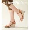 imageAnkis Platform Wedge Sandals for Women Black Brown White Nude Espadrille Womens Wedge Sandals Comfortable Open Toe Ankle Strap High Heel Wedges for Women Dressy Summer 34InchBrown Suede