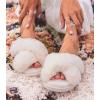imageAnkis Womens Fuzzy Memory Foam Slippers Cross Band Cozy Plush Home Slippers Fluffy Furry Open Toe House Shoes Indoor Outdoor Slide SlipperWhite