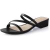 imageAnkis Black Nude White Strappy Heels Women 1 Inch Low Chunky Block Heel Heeled Sandals Square Open Toe Slip On Slides MulesVineblack